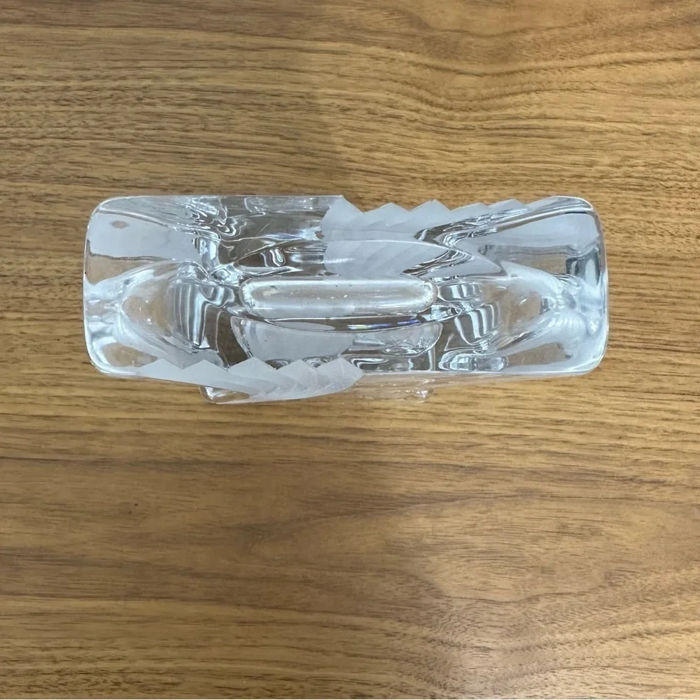Mikasa Art Deco Style 90’s Clear Frosted Satin Crystal Flared Vase Heavy Glass
